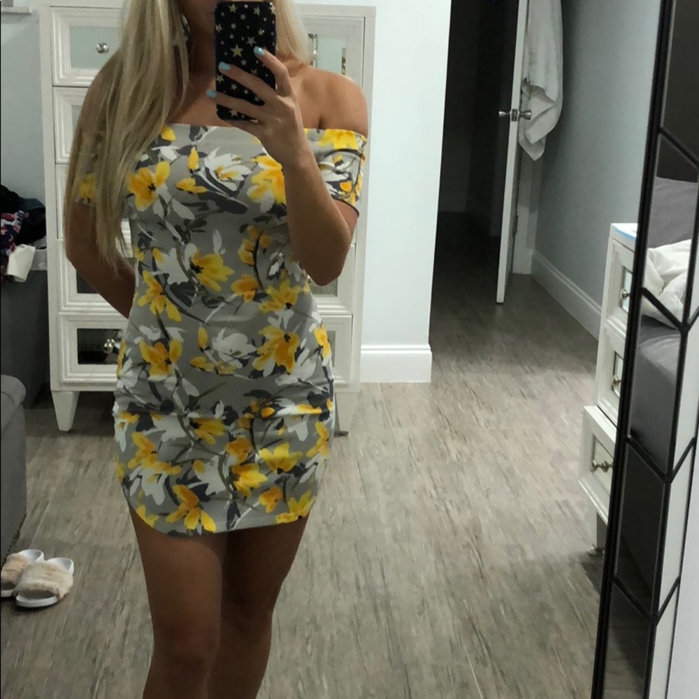 Gray & yellow flower dress